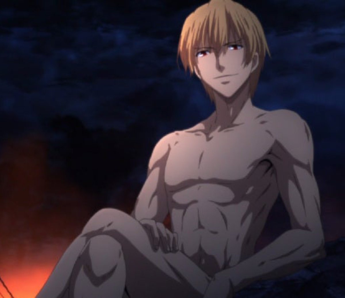 G1llgamesh's tweet photo. Gilgamesh sitting naked https://t.co/nNDRrwLaMy