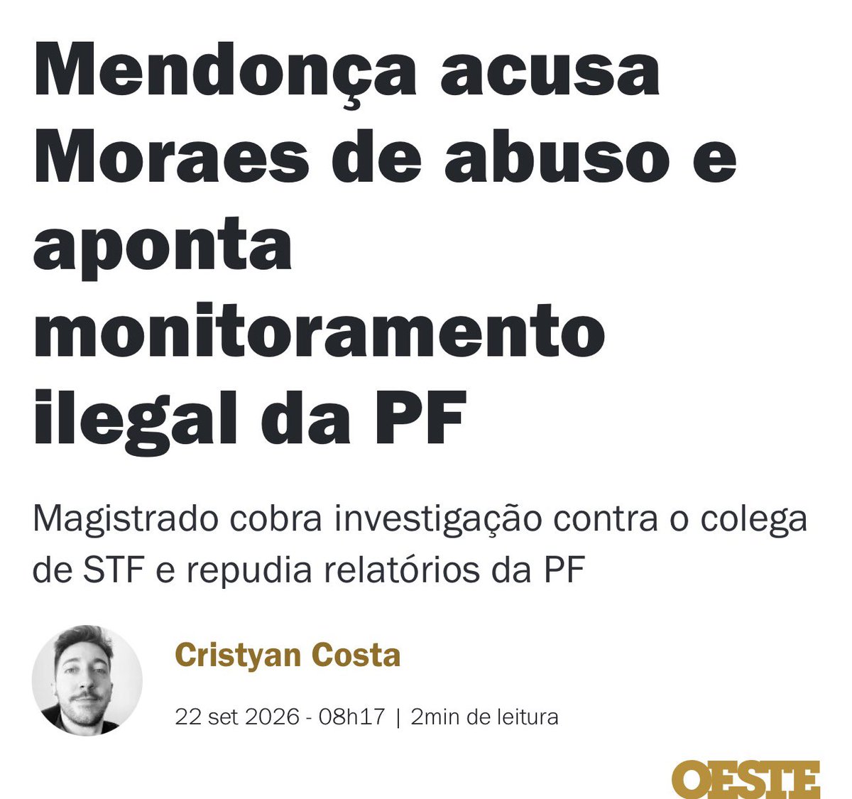 viniciuscfp82's tweet photo. Rapaz, o André Mendonça solicitou ao Fachin investigação contra Moraes por abuso de autoridade e denunciação caluniosa. 👀 https://t.co/41DKzpE8bN