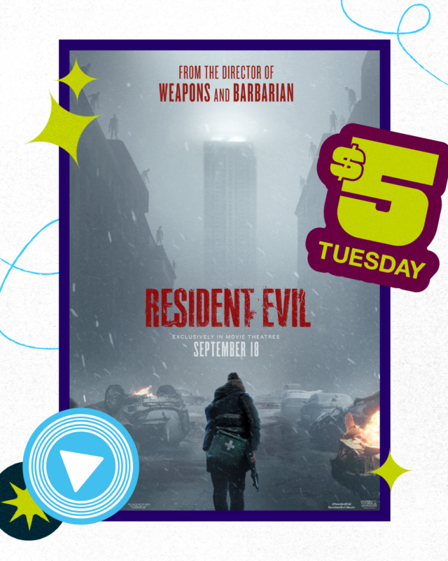 evocinemas's tweet photo. Take a trip to Raccoon City for only $5 this Tuesday. . .

Catch #ResidentEvil or any of our other films for only $5 TODAY: https://t.co/yMtiLVVJLY https://t.co/eJtBXInfLw