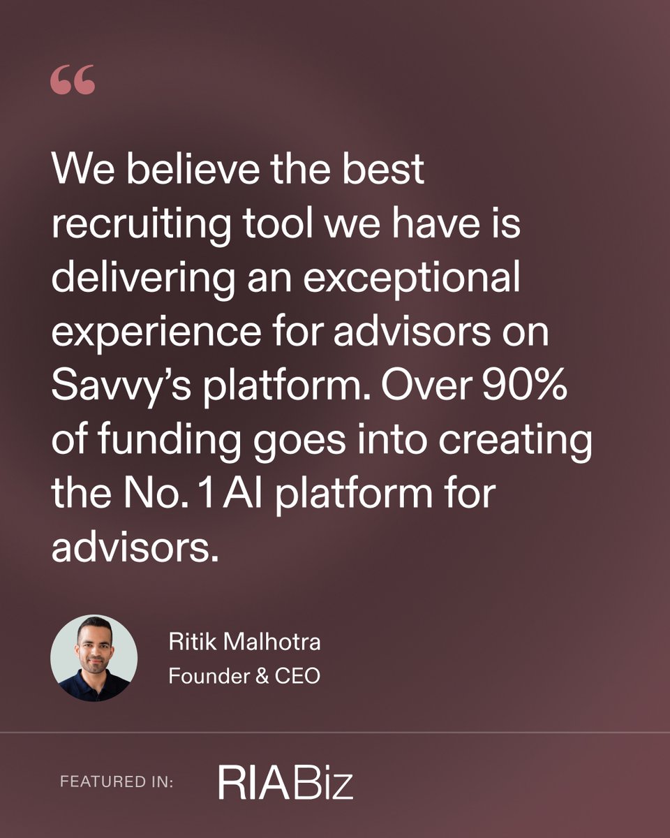 SavvyWealthInc's tweet photo. Savvy’s $100M Series C will power Savvy Intelligence and deeper capabilities across investments, tax, planning, alternatives, and custodian integrations—giving advisors more scale without sacrificing independence.

https://t.co/Wuq13BNckT https://t.co/Eu5g7s4FiL