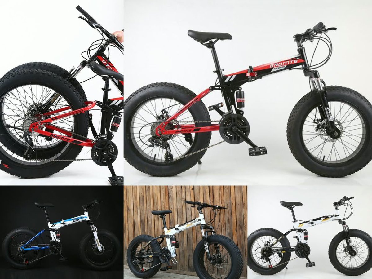 comizzyimport's tweet photo. BNQMTB folding snowmobile double shock absorption bicycle disc brake variable speed bicycle soft tail ATV 20 inch Fat Tire car. 

Price+shipping 
Speed 7 240k
Speed 21 270k
Speed 24 270k
Speed 27 293k
Speed 30 310k https://t.co/GhOTypahfp