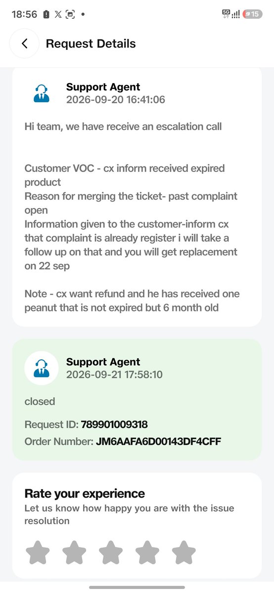 vkrmtandon's tweet photo. My relacement and refund order has been marked closed without doing any thing and without calling and informing me. Kindly replace and refund order. It was to be closed by 22nd sept.
@JioMart  @JioMart_Support @reliancegroup https://t.co/TWR1lbofjH