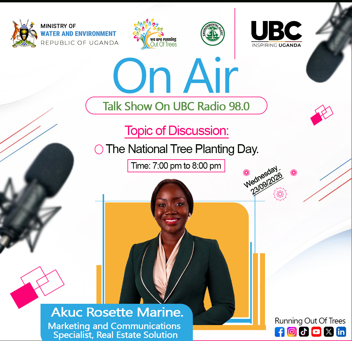 ROOTSUganda's tweet photo. 10 Days to National Tree Planting Day!
The countdown is on! With just 10 days to go, join us live on UBC Radio as we continue the conversation about National Tree Planting Day 2026, happening this 2nd October 2026.
#RunningOutOfTrees
#IndigenousTrees
#PoweringGreenEconomies
@Env_Alert
