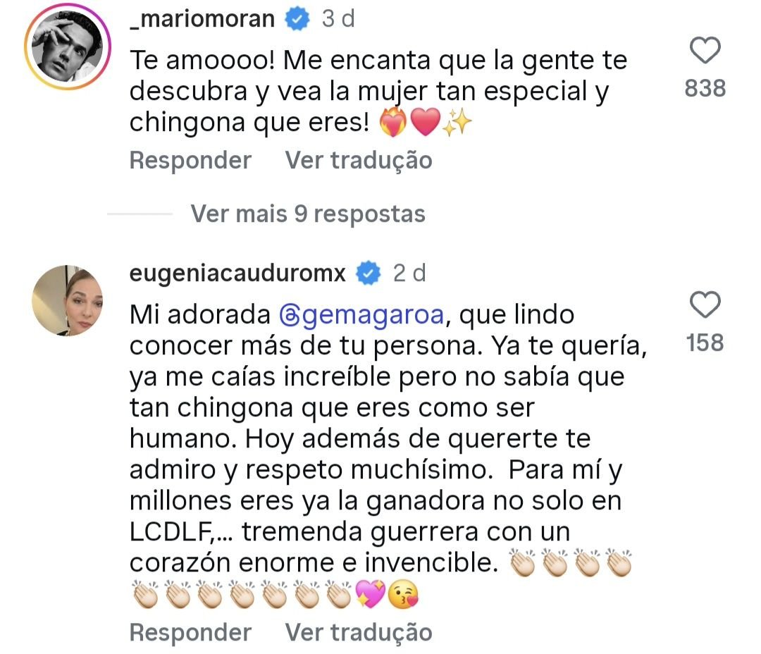 primamarquista's tweet photo. Amo que gema tenga el apoyo de un montón de actores y actrices 🪩🫶🏼

#LaCasaDeLosFamososMX https://t.co/Z9VqwAcxTB