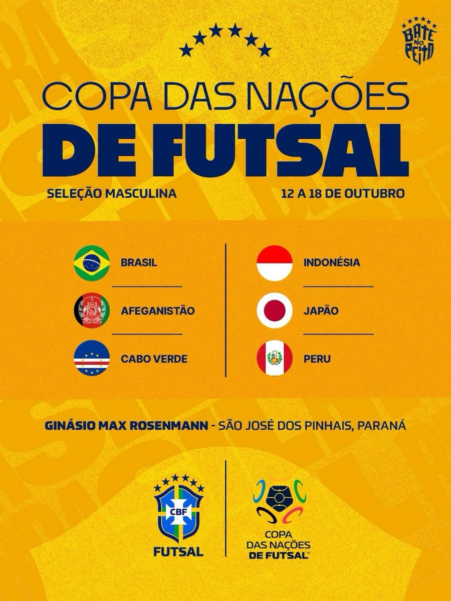 futsalplanet97's tweet photo. A very interesting tournament coming in October in São José dos Pinhais!

#BestSportOnEarth 

Image: @CBF_Futsal https://t.co/XzMea5rBK4