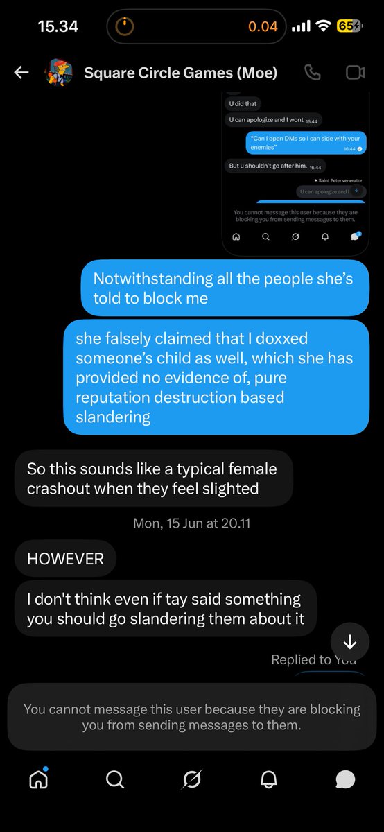 ThoriumKids's tweet photo. @SquareCircle01 HERE IS YOU SAYING THAT THE REACTION TO MY “DOXXING” ACCUSATION WAS AN OVERREACTION WHEN I EXPLAINED IT TO YOU LMAO

“So this sounds like a typical female crashout when they feel slighted” 

You’re not morally digging yourself out https://t.co/O6n7MJrMAh