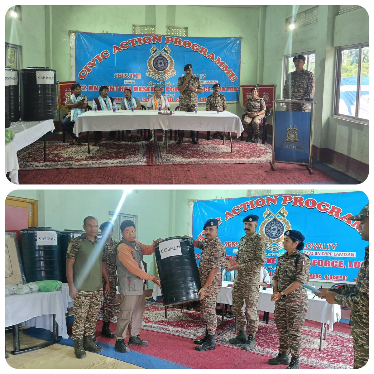 32BNCRPF's tweet photo. 32BN successfully conducted a civic action programme at C/32BN loc.
the initiative aimed to support the local people and  strengthen the bond between  us.
#civicactionprogramme #crpf @crpf_india @nezgty
@digopsimp @mnp_2018 @crpfindia @SectorTripura @NesHqr https://t.co/29yz0G7B9l