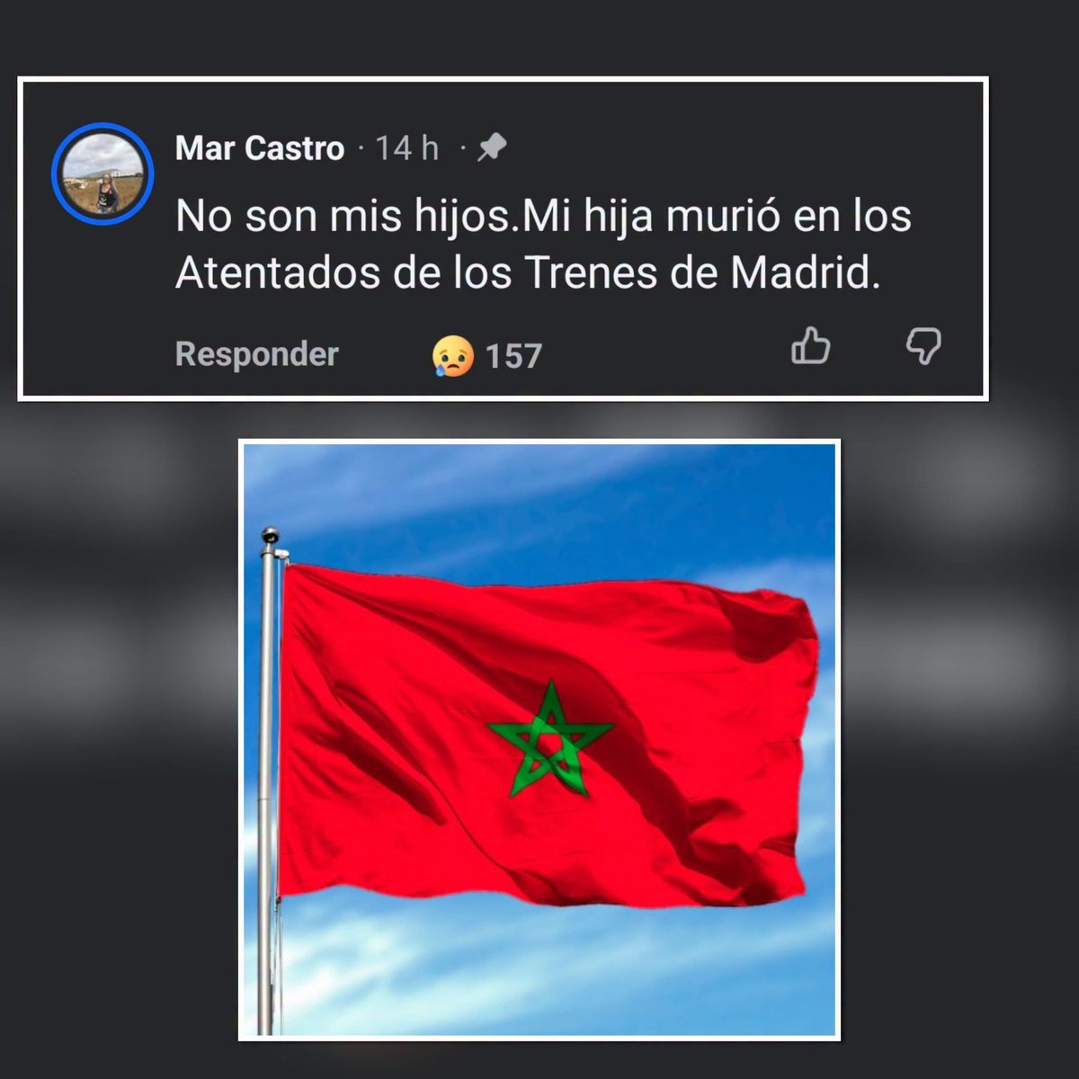 GiorgiaVat's tweet photo. DE LOS SIETE TERRORISTAS QUE SE SUICIDARON EN EL PISO DE LEGANÉS, CINCO ERAN MARROQUÍES. 

Los dos únicos condenados como autores materiales directos de la masacre eran marroquíes. 

El jefe y coordinador de la célula terrorista era marroquí. 

Los atentados del 11 de marzo en Madrid se llevaron la vida de 192 personas y causaron alrededor de 2000 heridos. Muchos de estos heridos quedaron mutilados de por vida. 

Por otra parte. 

Solo en 2025,  El volumen global acumulado que España ha movilizado en dirección a Marruecos en concepto de ayudas, subvenciones, convenios institucionales y préstamos comerciales supera los 1.260 millones de euros.

Políticos SOCIALISTAS con casa e intereses económicos en Marruecos son, entre otros: Felipe González, José Bono, Zapatero, María Antonia Trujillo, Luis Planas, José Blanco, Trinidad Jiménez y María Teresa Fernández de la Vega. 

Repito, entre muchos otros. 

Políticos del gobierno SOCIALISTA cuyos teléfonos han sido hackeados con el Sistema Pegasus por parte de los servicios de inteligencia marroquís: Pedro Sánchez, Grande Marlaska, Margarita Robles y Luis Planas. 

Todo lo expuesto anteriormente es RIGUROSAMENTE verdad.

Pueden comprobarlo con una simple búsqueda en internet. 

Todos los marroquíes son malas personas y terroristas: no, para nada. 

Marruecos es un país que solo trae problemas a España y que tiene comprados y/o chantajeados a políticos SOCIALISTAS: bajo mi punto de vista absolutamente cierto. 

Finalmente, desde un instante indeterminado entre las 7:36 y las 7:40 del 11 de marzo de 2004 Doña Mar ya nunca jamás podrá volver a abrazar a su hija: desgraciada, trágica y verdaderamente cierto también. 

Por favor compartan. 

Por la memoria de la hija de doña Mar. 

Por su eterna memoria.
