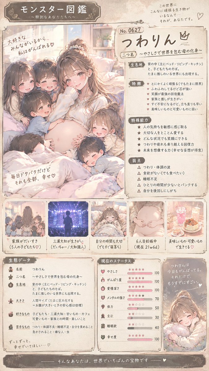 tuwarin_p's tweet photo. ㅤ
モンスター図鑑👾

今は21w6dじゃないけど笑  31w4d🤰🏻
イラスト、左下にいる���の子の下に髪の毛があってこわいよお:(´◦ω◦｀):ｶﾞｸﾌﾞﾙ😂
ㅤ https://t.co/U40QSVZLix