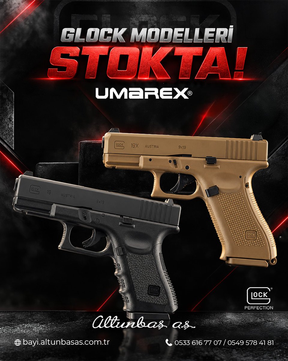 Altunbas_As's tweet photo. Glock'un dünyaca ünlü tasarımı, Umarex'in kaliteli işçiliğiyle buluşuyor. Orijinal Glock lisanslı Umarex modelleri; her detayında aslına sadık, elde tuttuğunuzda farkı hemen hissettiren bir deneyim sunuyor.

#Umarex #Glock #Glock19 #Altunbasas

@umarex https://t.co/S4BGq6H0Zg