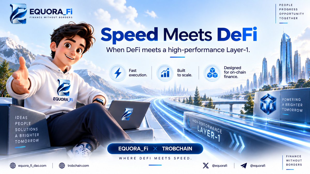 EquoraFi's tweet photo. ⚡ Speed Meets DeFi

When DeFi meets a high-performance Layer-1.

🚀 Fast execution.
🌐 Built to scale.
💙 Designed for on-chain finance.

Equora_Fi × TrobChain
Where DeFi meets speed. ⚡

#EquoraFi #TrobChain #DeFi #Layer1 #Web3 https://t.co/FeGNF5N7Uc