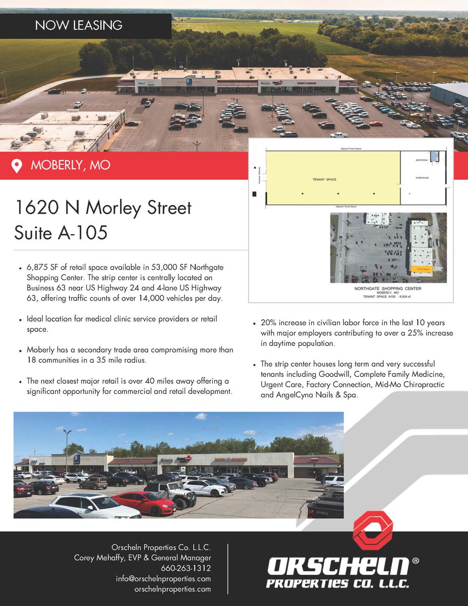 PropertiesCoLLC's tweet photo. 6,875 SF available for lease at the Northgate Center located on North Morley Street in Moberly, MO.
https://t.co/5eme6d5diQ https://t.co/gz3daWCTxl