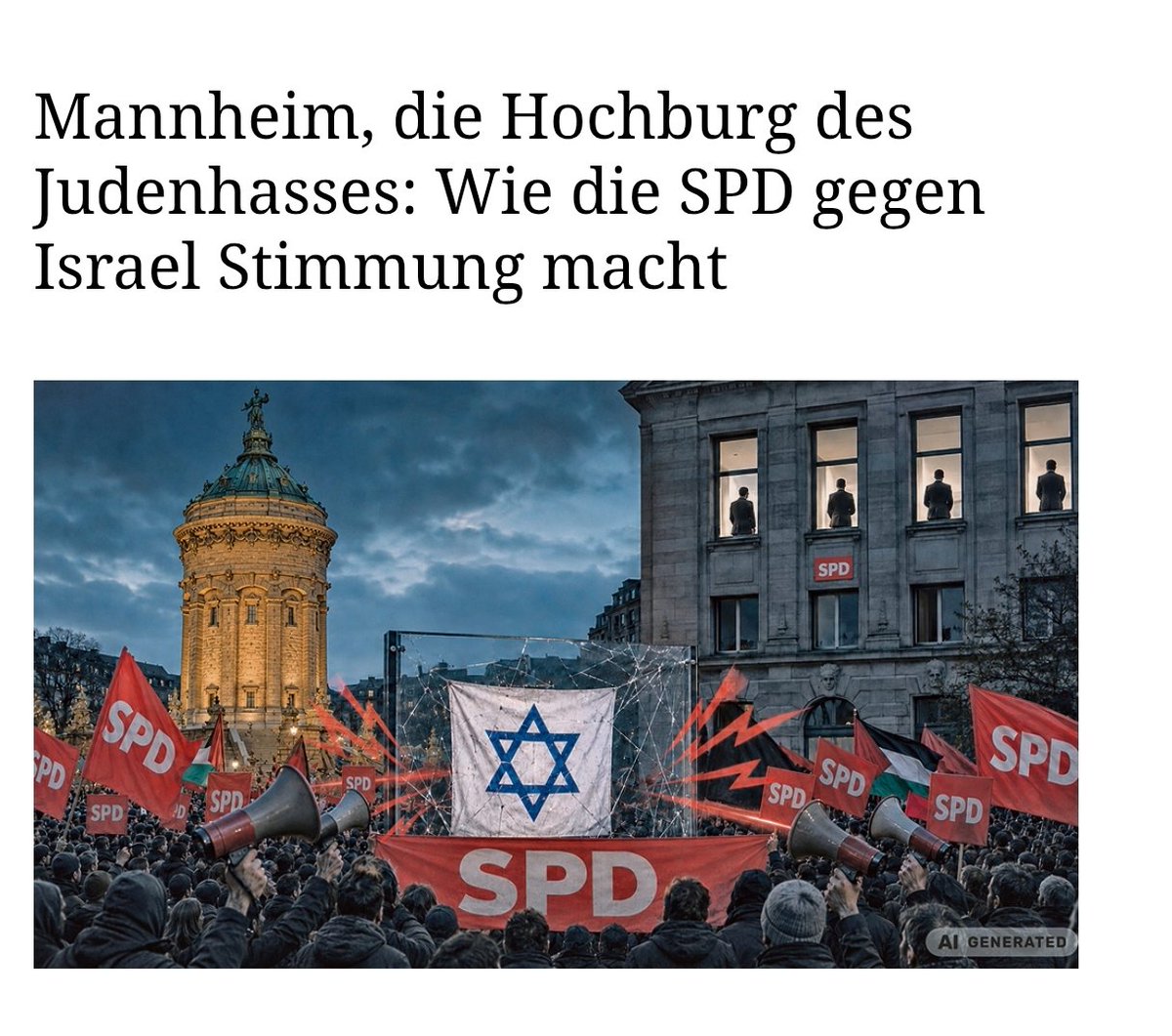 JuedRundschau's tweet photo. Mannheim ist die Hochburg judenfeindlicher Demonstrationen in Baden-Württemberg, doch ausgerechnet die örtliche SPD gießt mit ihrer israelfeindlichen Hetze zusätzlich Öl ins Feuer. Während die Bundestagsabgeordnete Isabel Cademartori den jüdischen Staat mit schweren Vorwürfen überzieht und einen Waffenboykott fordert, verbreitete eine andere Mannheimer Sozialdemokratin sogar widerwärtige antisemitische Verschwörungserzählungen über angeblich kinderraubende und organhandelnde Juden. Besonders beschämend: Die Vorsitzende der Jüdischen Gemeinde Mannheim, selbst SPD-Politikerin, schweigt zu dem Judenhass in den eigenen Reihen, während Antisemitismusbeauftragter Michael Blume durch fragwürdige Angriffe auf Israel ebenfalls Teil des Problems ist. Der Mannheimer Fall zeigt, wie tief israelbezogener Antisemitismus inzwischen in Parteien, Behörden und gesellschaftlichen Institutionen eingesickert ist und auf wie wenig Gegenwehr dieser in der Zivilbevölkerung stößt. (JR)

Von @BenWeinthal

Mannheim ist wohl die antisemitischste Stadt in Baden-Württemberg. Laut dem neuen Jahresbericht 2025 von RIAS Baden-Württemberg fanden in Mannheim „mit Abstand die meisten Veranstaltungen mit antisemitischen Vorkommnissen in Baden-Württemberg statt“. Mit 33 registrierten Veranstaltungen entfielen 29 Prozent aller erfassten Fälle auf Mannheim.

Der SWR berichtet: „Mannheim ist demnach auch der Hotspot für antisemitische Vorfälle bei Demonstrationen. Etwa ein Drittel der landesweiten Vorfälle sei dort registriert worden.“

Nach der Veröffentlichung des RIAS-Berichts kam es im August in Mannheim erneut zu einer antisemitischen Demonstration aus dem Pro-Hamas-Milieu.

Die DIG Rhein-Neckar/Mannheim veröffentlichte auf ihrer Facebook-Seite ein Video der Demonstration und kommentierte die dort skandierten Parolen: „Es reicht. Wirklich. Wenn bei einer Kundgebung in Mannheim lautstark „Tod der IDF“ und „Tod dem Zionismus“ gerufen wird, ist das keine harmlose politische Meinungsäußerung mehr, die man achselzuckend als ‚Protest‘ abtun kann. Das ist eine Sprache der Vernichtung.“

Antiisraelische Kampagne
Der Antisemitismus, der Mannheim erfasst hat, fiel mit einer intensiven antisemitischen und antiisraelischen Kampagne zusammen, die von der Mannheimer SPD-Politikerin Isabel Cademartori angeführt wurde.

Die Arbeiterpartei in Baden-Württemberg besteht zunehmend aus rot lackierten Faschisten, deren politisches Hauptgeschäft darin besteht, den jüdischen Staat zum Prügelknaben zu machen. Cademartoris antisemitische und antiisraelische Tiraden sind dabei kein Ausrutscher, sondern ziehen sich durch ihre öffentlichen Äußerungen. Nachdem sich die Bundesregierung geweigert hatte, sich anderen EU-Ländern anzuschließen und Sanktionen gegen Israel zu verhängen, schrieb sie im August 2025 auf X: „Es ist ein historisches Versagen der Bundesregierung, die schützende Hand über die rechtsradikale Netanjahu-Regierung in der EU zu halten und sie somit vor Konsequenzen für schwerste Menschenrechtsverletzungen zu bewahren. #Israel #Gaza #GazaStarving.“

Sie können diesen Artikel vollständig in der gedruckten oder elektronischen Ausgabe der Zeitung «Jüdische Rundschau» lesen oder hier erwerben:

👇👇

https://t.co/9eEbMUiDrr