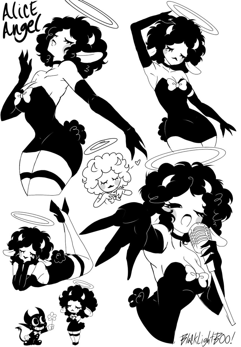 BooBlacklight's tweet photo. Some doodles of my AU Alice Angel design! #BENDY https://t.co/dC65MDuf50