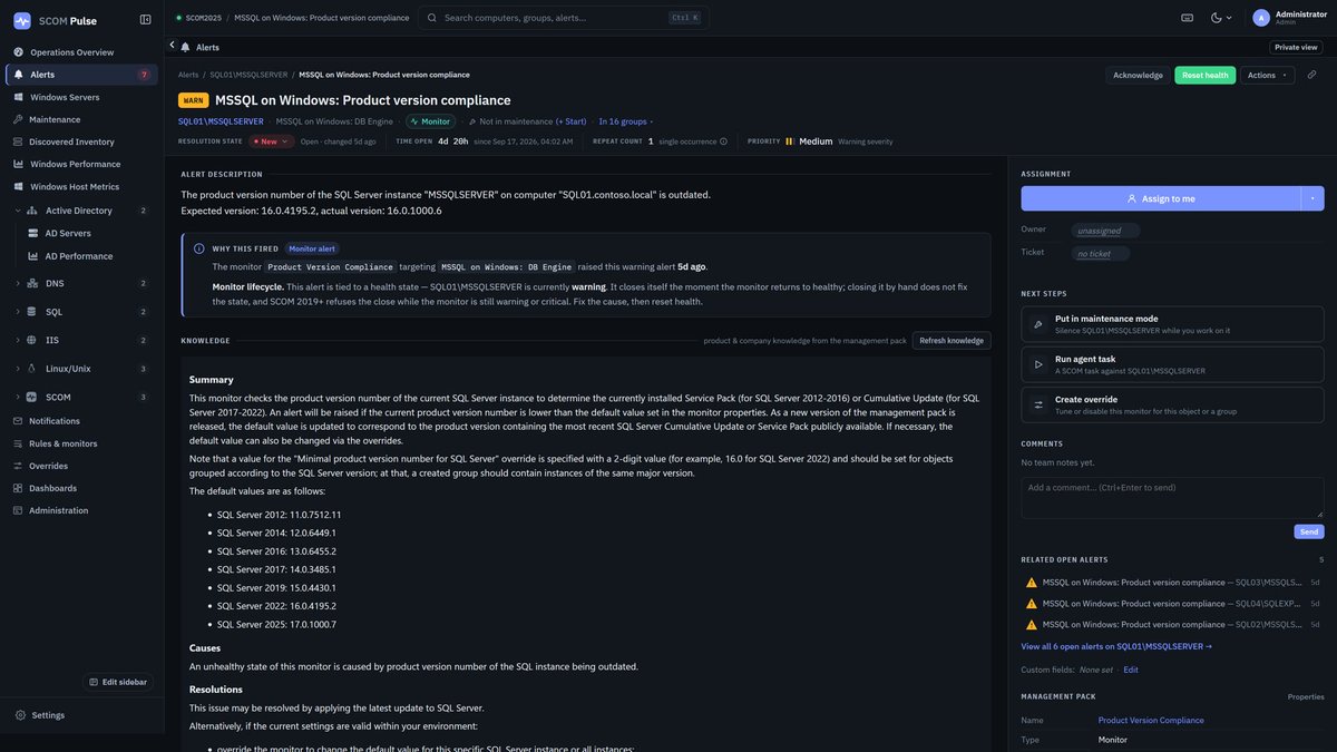 scom2k7's tweet photo. Per management group, unlimited users, from $5,000/yr. Maintenance Mode Scheduler included.

Launch post + 30-day trial, no key, no sales call:
https://t.co/ZXBIciqiYy https://t.co/Mi439jRFuv