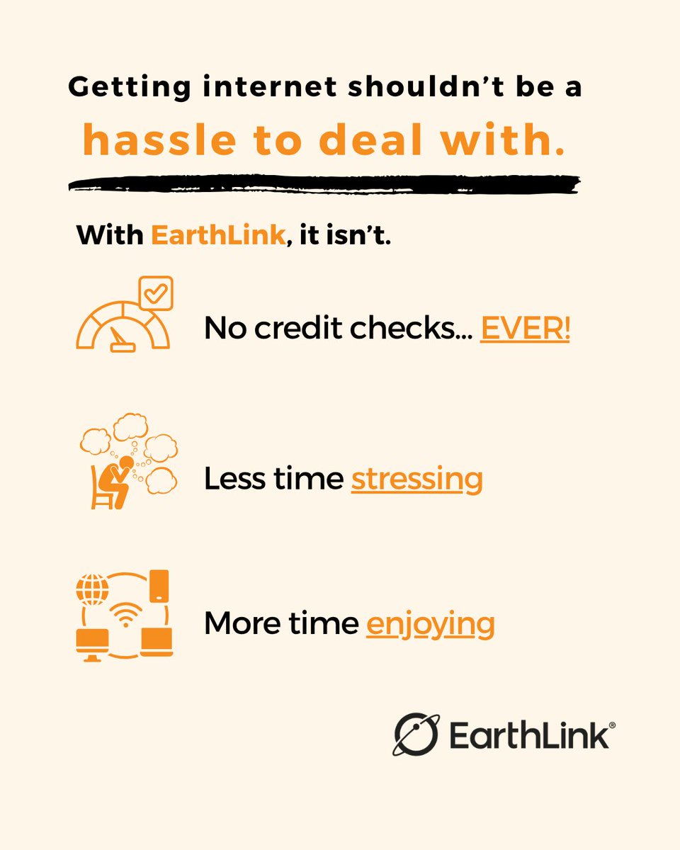 EarthLink's tweet photo. You've got enough to deal with today. Your internet provider doesn't need to be one of them, so let us take that one off your plate at https://t.co/Ea0GIiwcG8.

#EarthLink #StressFreeInternet #HomeInternet #NoHassle https://t.co/sEA2t7pC3W