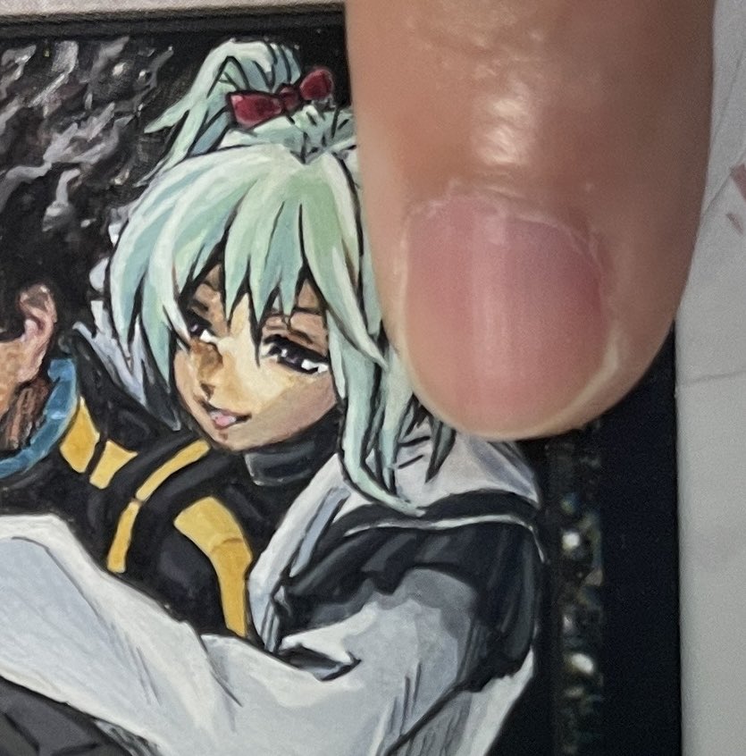 alma2i45_2's tweet photo. 「思考囲い」
閃光のハサウェイ

ハサウェイは元絵の髪型いじるだけの予定だったけどあえなく描き変え。クェスをリアルタッチにしなかったのが悪手だった😂
クェスの目を拡大してほしい。めっちゃ頑張って描き分けた🥹
比較用に小指の爪置いておきます。

#mtgalter 
#mtg
#alterart
#拡張アート https://t.co/bVSF84Tk6b