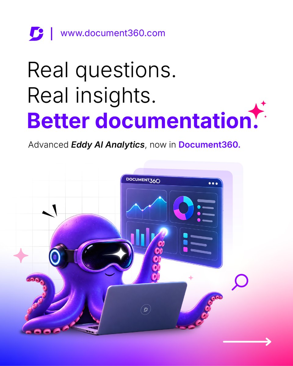 document360's tweet photo. Your AI search data can tell you where your documentation needs attention.

See total, answered, and unanswered queries.

Then break unanswered queries down into:  
• In scope  
• Out of scope  
• Scope unclear

#AIChatbot #Documentation #Document360 https://t.co/5jw5raPQDB