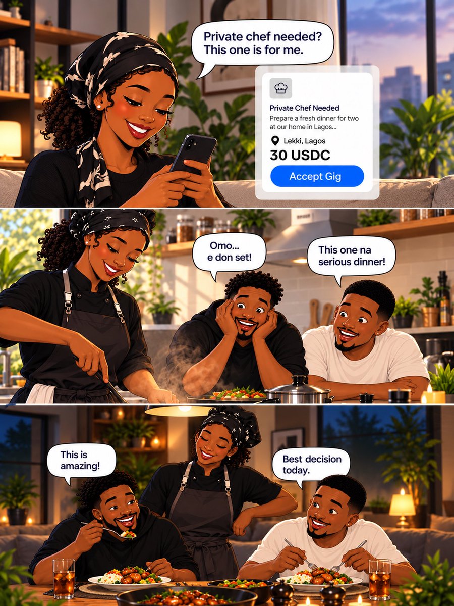 Tendahq's tweet photo. Two friends wanted a private chef.

So they posted a gig on Tenda.
A chef took it.
Dinner got made.
The gig got done.

If someone can do it, someone will post it.

#Tenda #GigWork #Microtasking #USDC #OnChain #Crypto #Blockchain https://t.co/i1xjTYWWZj