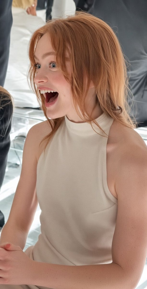 AB_THE_BOSS's tweet photo. Sadie Sink looks stunning in the Prada fashion show during the Milan Fashion Week. https://t.co/mUFm7BnZrb