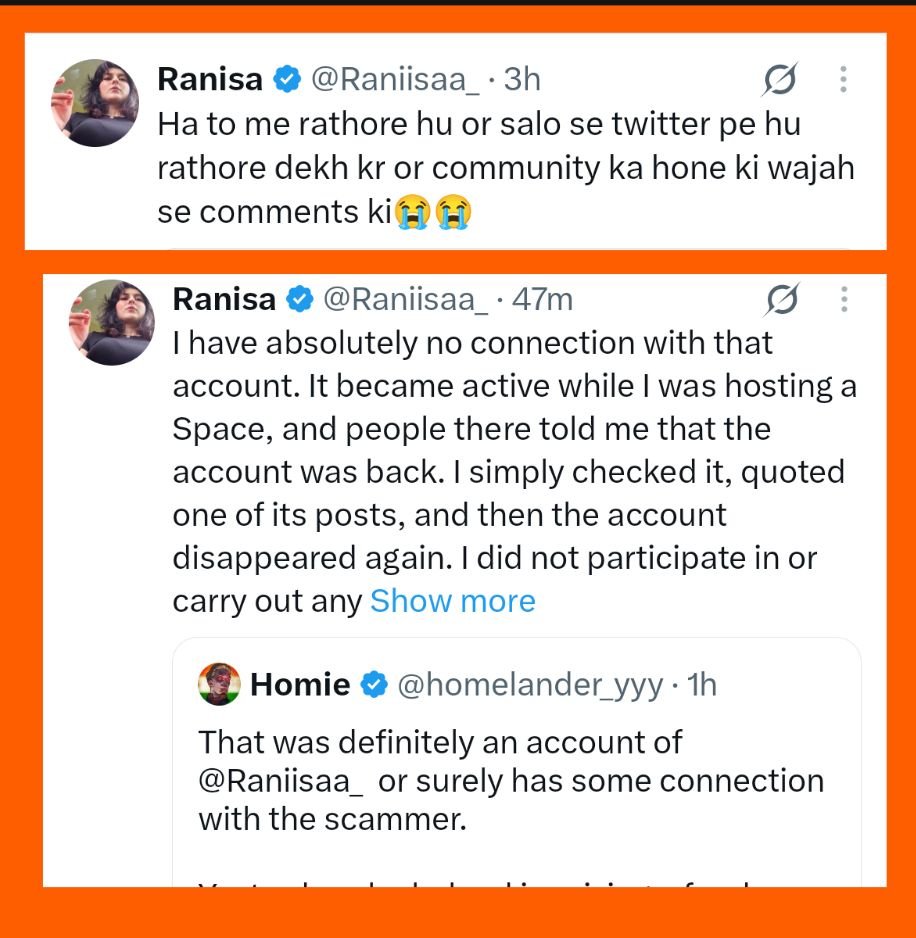 T_RexRoars's tweet photo. This girl promoted a scammer just because she belonged to the same caste he was - Rathod

Then : trust me bro
Now : Rathod me bro 😭 https://t.co/f4gvzAHu1b