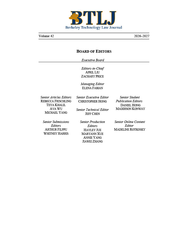 BerkeleyTechLJ's tweet photo. Introducing the 2026-27 Executive and Editorial Board of the Berkeley Technology Law Journal! The board has done amazing work so far and we are excited for another year of publishing! https://t.co/Hk61gQ9K2V