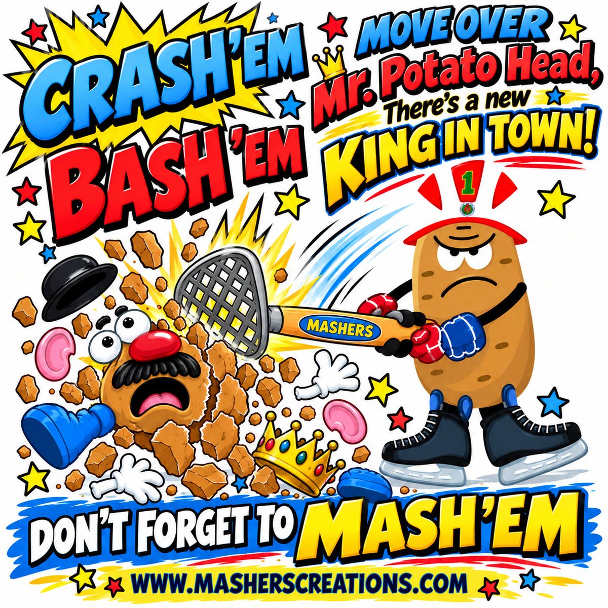 MashersCreation's tweet photo. 👑 THERE’S A NEW KING IN TOWN! 👑
Move over, Mr. Potato Head… the MASHERS have arrived! 
Welcome to the colorful world of MASHERS® — where the Spudz bring personality, attitude, and a whole lot of fun to Mashville!
🌟 THE WORLD IS COLORFUL WHEN YOU’RE WITH THE SPUDZ! 🌟 https://t.co/ncxFwuU8RQ