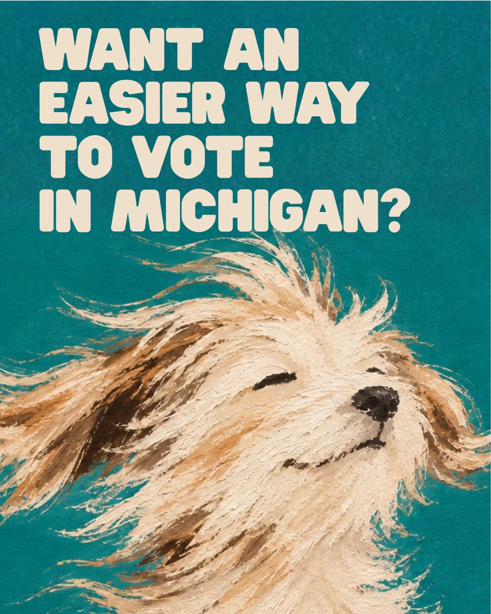 dmclansing's tweet photo. Want to make voting feel a little less complicated? 
Join Michigan’s Permanent Mail Ballot List, and you’ll automatically receive an absentee ballot by mail before each election. https://t.co/CkZg5RNEXP https://t.co/acxz9q9fi3