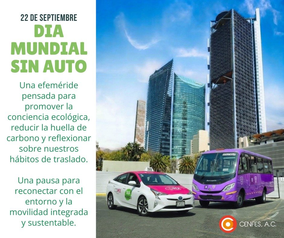 _CenfesAC's tweet photo. Desde CENFES AC nos unimos a la conmemoración del #DíaMundialSinAuto
Con una invitación abierta a toda la ciudadanía: Este día, deja tu coche en casa y redescubre la #CDMX a través de la multimovilidad. #Bus #Taxi #metrobus #trolebus #vagoneta #movilidadsustentable 🚲🛴🚖🚍🚎🚶 https://t.co/HsUY7s2bSB