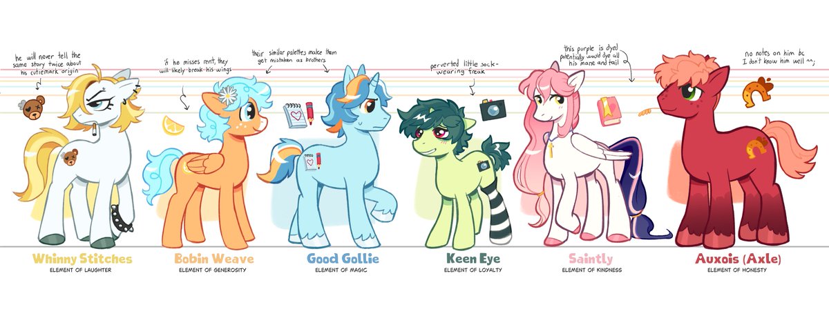 extstickypiston's tweet photo. i did it........ made a couple changes to whit n pc so they match the others a little better >:)c I'm not super sold on any of the new 4's cutiemarks or names so they could change. everything could change at any point idk friendship sure is lewdity!!!!! #dol https://t.co/Dojj82W74J