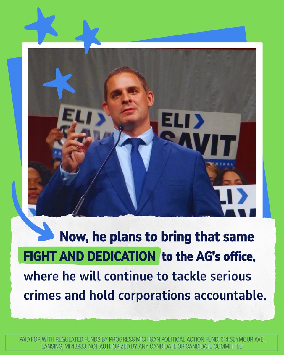 dmclansing's tweet photo. Tell a friend or family member that Eli Savit is running for Michigan Attorney General. https://t.co/IZph8rdBrY https://t.co/cUc2uo0Oma