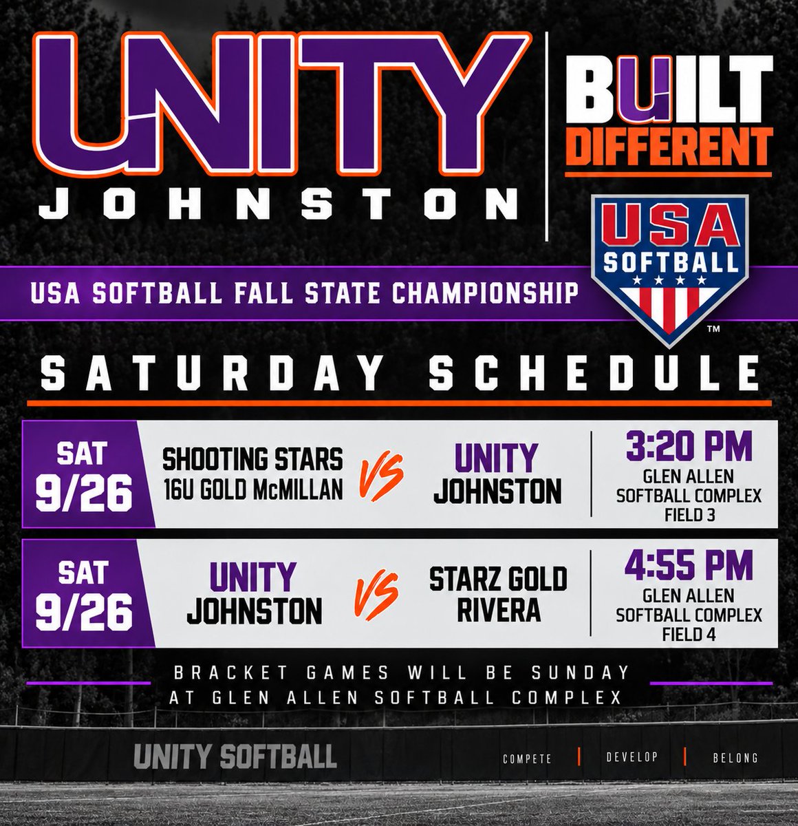 unityjohnston's tweet photo. IT’S GAME WEEK! 🔥🥎
The wait is almost over! The weather didn't cooperate for our first tournament of the season.  This weekend, we are headed to the USA Softball Fall State Championship and we’re ready to compete!
#builtdifferent
@VAUnitySB
@UnityCoachJosh
@AshVanBoxmeer4 https://t.co/tYokpwTIhB