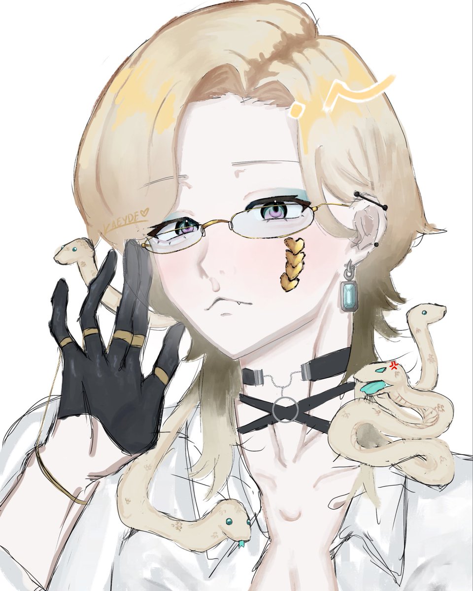 ShenMeihui's tweet photo. Glasses so you don’t turn into stone 🗿 
🐍🪞
#aurtistry https://t.co/J09KvcqFWd