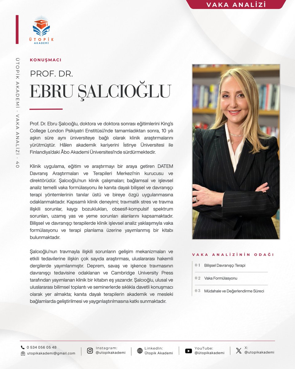 utopikakademi's tweet photo. Herkese merhaba! Yeni "vaka analizi" etkinliğimizle sizlerleyiz.

💬 "BDT’de Vaka Analizi"
🎙️ Prof. Dr. Ebru Şalcıoğlu
🗓️ 28.09.2026, Pazartesi
🕙 19.30
📍 Zoom
🎟️ Katılım Ücretsizdir
🎓 Ütopik Akademi Onaylı E-Belge
⏳ Kontenjan sınırlıdır

Başvuru formu: https://t.co/alMeMm1HVl https://t.co/uQZke3ZNTh