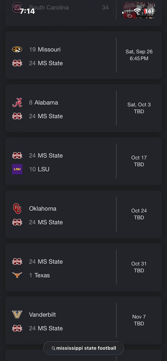 vvkeandre's tweet photo. @CSOonX Ms state easily has the hardest schedule but okay😂😂😂 https://t.co/dZGdb7RChh