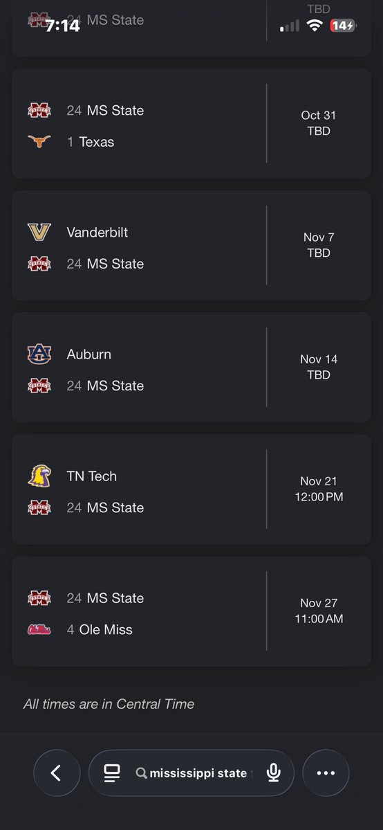 vvkeandre's tweet photo. @CSOonX Ms state easily has the hardest schedule but okay😂😂😂 https://t.co/dZGdb7RChh