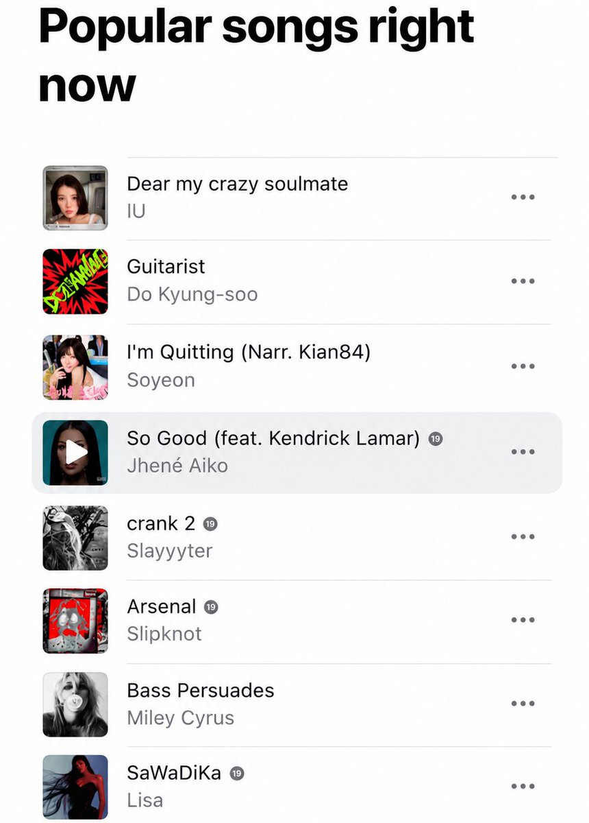 LalisaChartsHQ's tweet photo. 🇰🇷 “SaWaDiKa” remains on Apple Music South Korea’s Popular Songs chart!

#LISA remains the only 3rd-generation K-pop artist on the chart, with “SaWaDiKa” also being the only song by a 3rd-generation K-pop idol currently featured on the list. 📊 https://t.co/HAlVRAIBKT