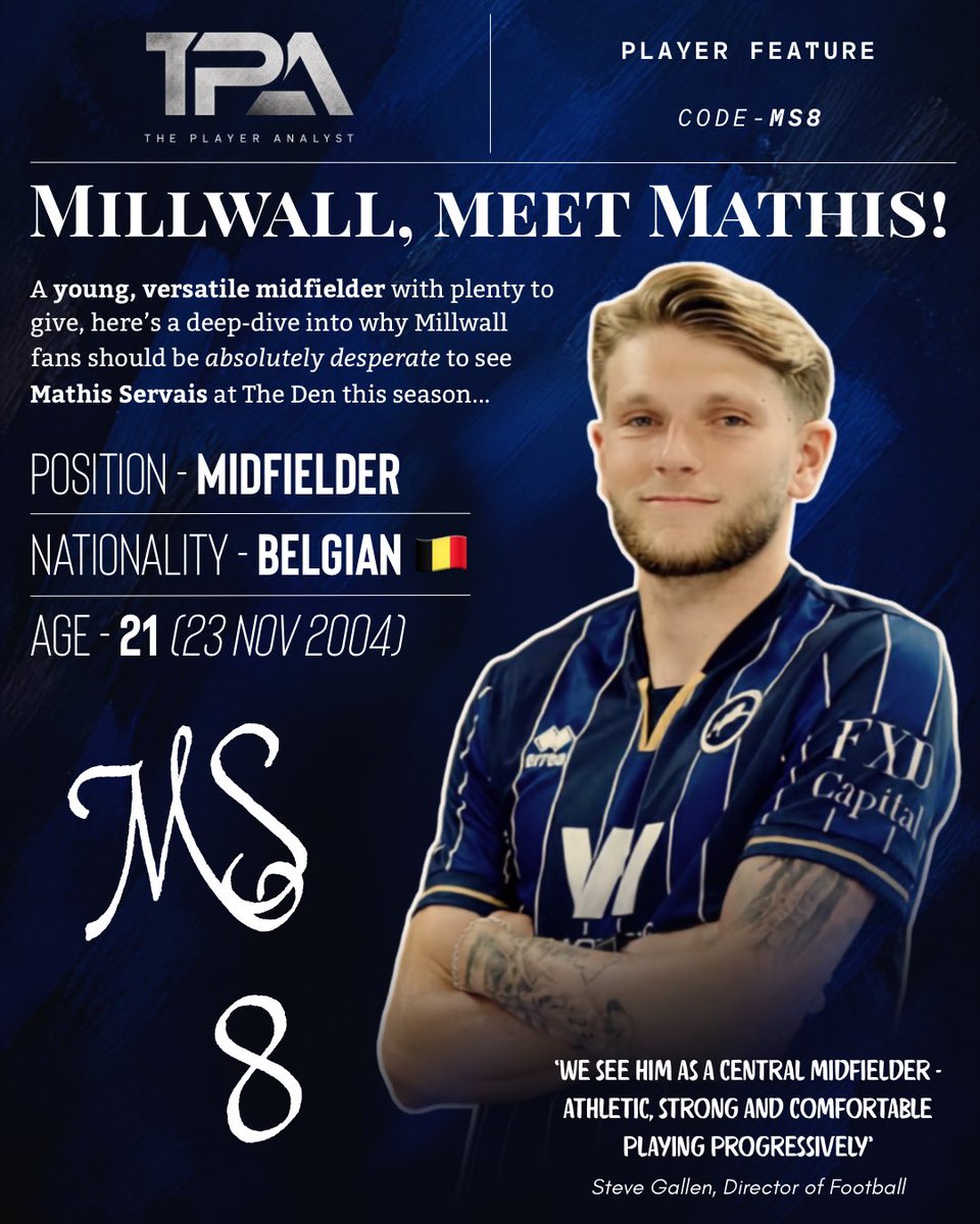playeranalyst1's tweet photo. Millwall, meet Mathis!

#millwall #eflchampionship #millwallfans #jupilerproleague #jpl #efl https://t.co/FFHCrBJGtK