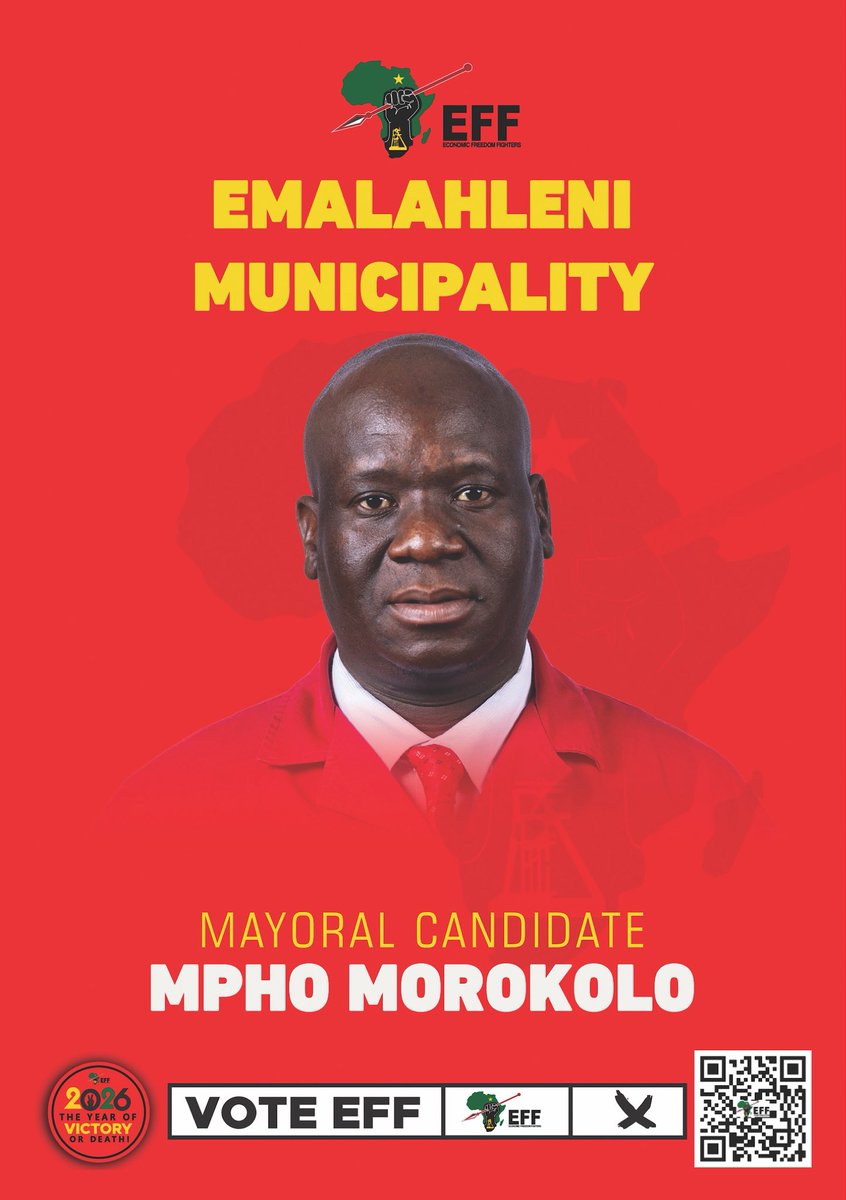 MpumalangaEff's tweet photo. [Know Your Mayoral Candidate]

The EFF Emalahleni Mayoral Candidate, Fighter Mpho Morokolo, brings extensive experience in local government, having served in the Emalahleni Municipal Council and played a leading role in the EFF caucus.

Fighter Morokolo is currently pursuing his studies at Boston City Campus, where he is enrolled for a BCom in Law.

From 2018 to 2021, he served as an EFF PR Councillor in Emalahleni Municipality and as the EFF Caucus Leader. During this period, he challenged what he regarded as unlawful benefits and upper-limit payments to the Municipal Manager and Section 56 managers, raising the matter in terms of Section 106 of the Municipal Systems Act.

From 2021 to 2025, he continued serving as the EFF Caucus Leader and led a number of motions in Council. Among these was the EFF’s demand for the insourcing of security guards, general workers and cleaners—a proposal that was rejected through voting by the ANC and DA.

Fighter Morokolo currently serves as a member of the Municipal Public Accounts Committee (MPAC), established in terms of Section 79 of the Municipal Structures Act. MPAC plays an important oversight role by scrutinising municipal financial matters, including reports relating to unauthorised, irregular, fruitless and wasteful expenditure, and promoting accountability for public funds.

#VoteEFF