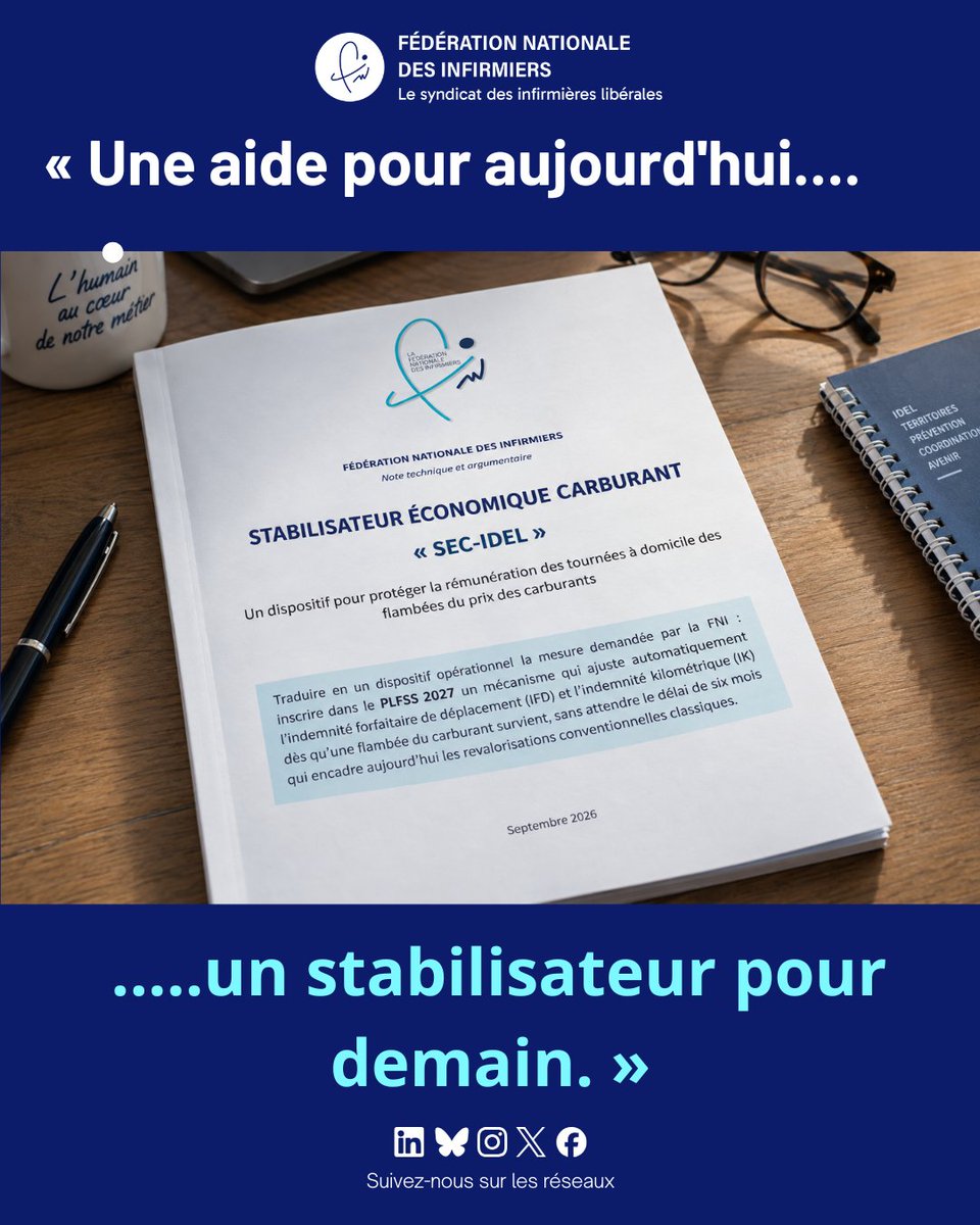 FNIofficiel's tweet photo. ⛽ Les IDEL n’ont pas besoin d’un chèque à chaque crise. Elles ont besoin d’un système qui les protège de la prochaine.

Les mesures annoncées sont nécessaires et la FNI remercie Stéphanie Rist et le gouvernement de reconnaitre enfin que le carburant dans les soins à domicile n'est pas un accessoire. Mais la FNI veut aller plus loin : un stabilisateur économique carburant automatique et pérenne.

🚗 Nous ne roulons pas par choix.
Nous roulons pour soigner.

#IDEL #FNI #Carburant
