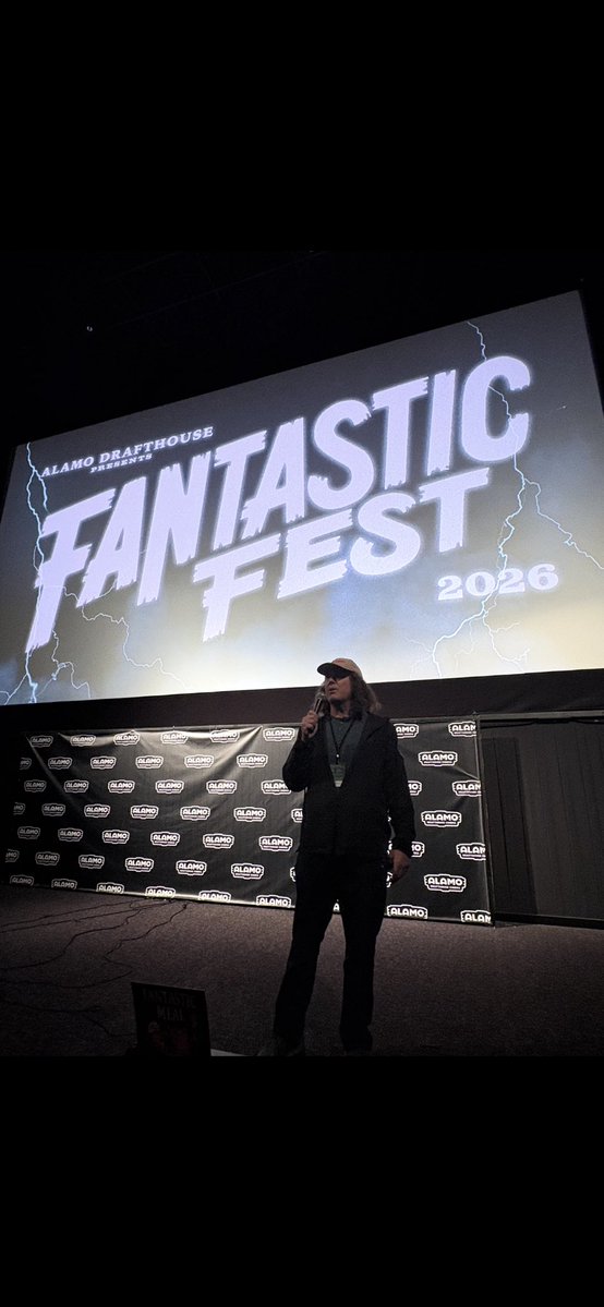 DougBenson's tweet photo. Had a blast interrupting THE DUNGEONMASTER aka RAGE WAR yesterday at Fantastic Fest with co-interrupters Doug Mellard, Roxy Castillo and John Erler. Thanks to James Pound for bringing in that weird ass movie!

@fantasticfest 
@MasterPancake 
@elkmating https://t.co/UJtoETbwK2