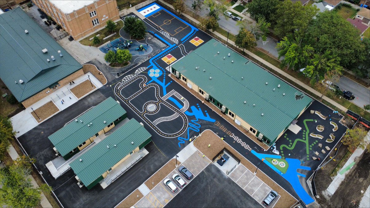 Path_CC's tweet photo. Path Construction continues to make progress at CPS Jane Addams Elementary School in Chicago. 

Turf installation and game striping are underway as part of campus-wide exterior improvements. https://t.co/crO1BNqlRq