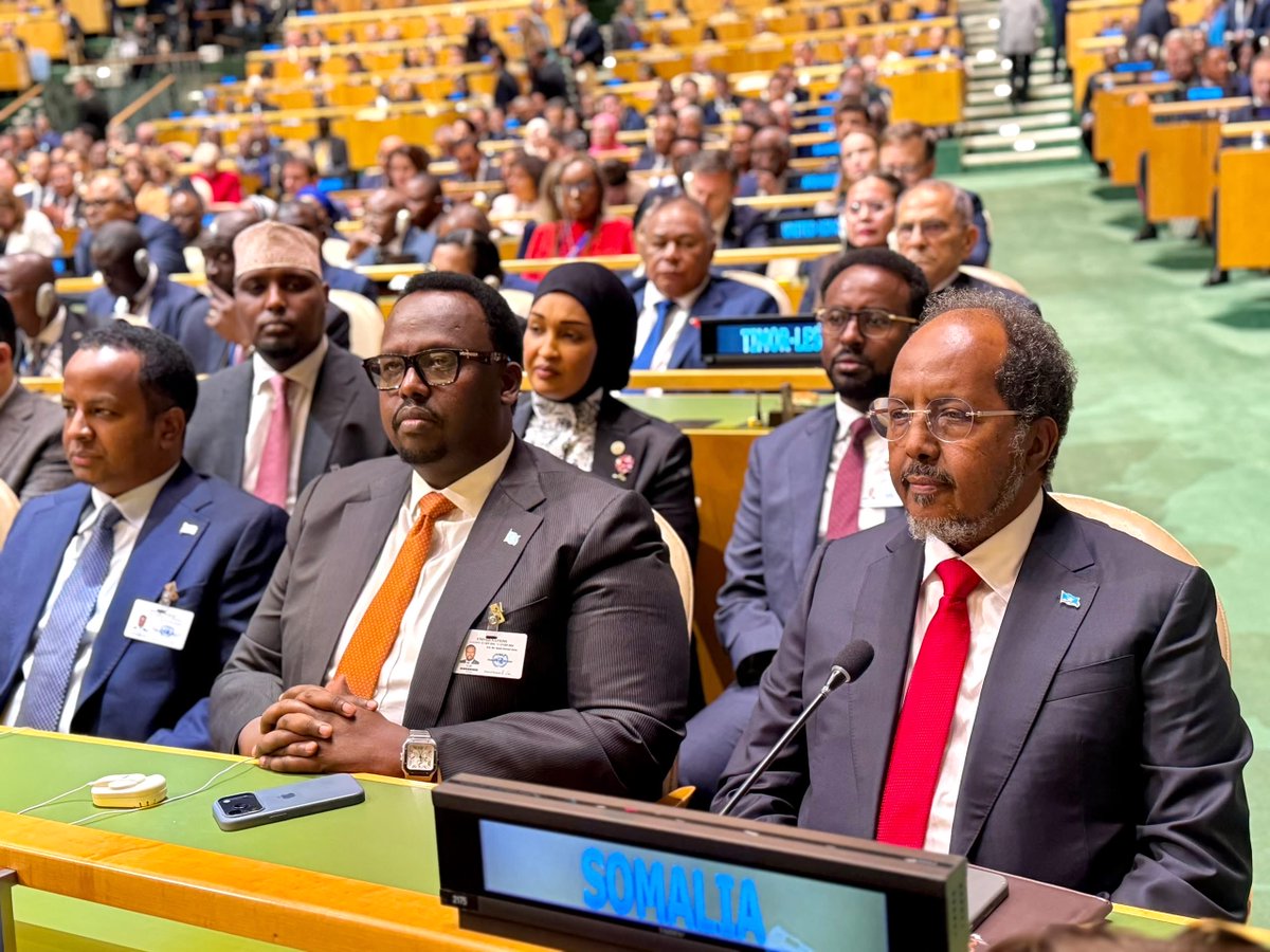 TheVillaSomalia's tweet photo. President Hassan Sheikh Mohamud participated in the opening of the 81st Session of the United Nations General Assembly in New York.

Later, the President will address the Assembly on the country’s progress on advancing economic reforms, eradicating the threat of international terrorism, and implementing direct elections.