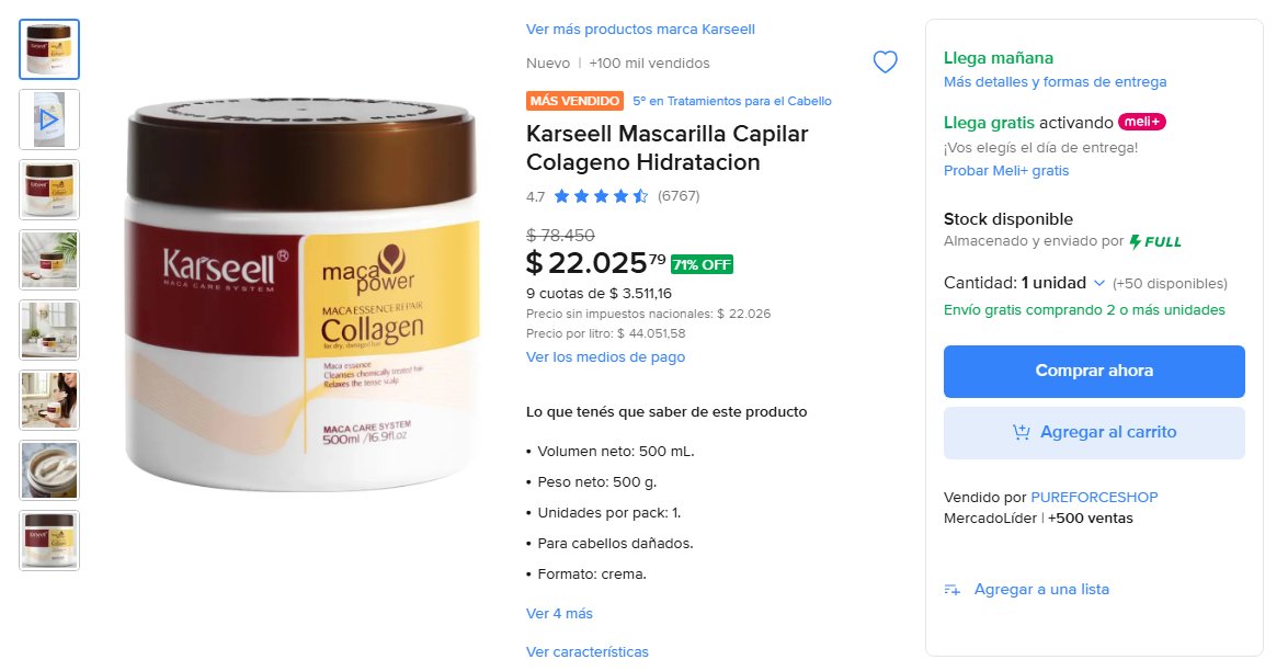 LaDatadelPrecio's tweet photo. 💆‍♀️ 71% OFF en una de las mascarillas capilares más vendidas

Mascarilla capilar Karseell con colágeno, pensada para hidratar y ayudar a recuperar cabellos secos o dañados.

💰 Bajó de $78.450 a $22.025
🔥 71% OFF
⭐ 4.7/5 con +6.700 opiniones
🏪 +100 mil vendidos
🏆 #5 en tratamientos para el cabello
💳 9 cuotas de $3.511
Por el descuento que tiene, está muy buena para probarla sin gastar una fortuna.
👉 https://t.co/nwdSR4LppU