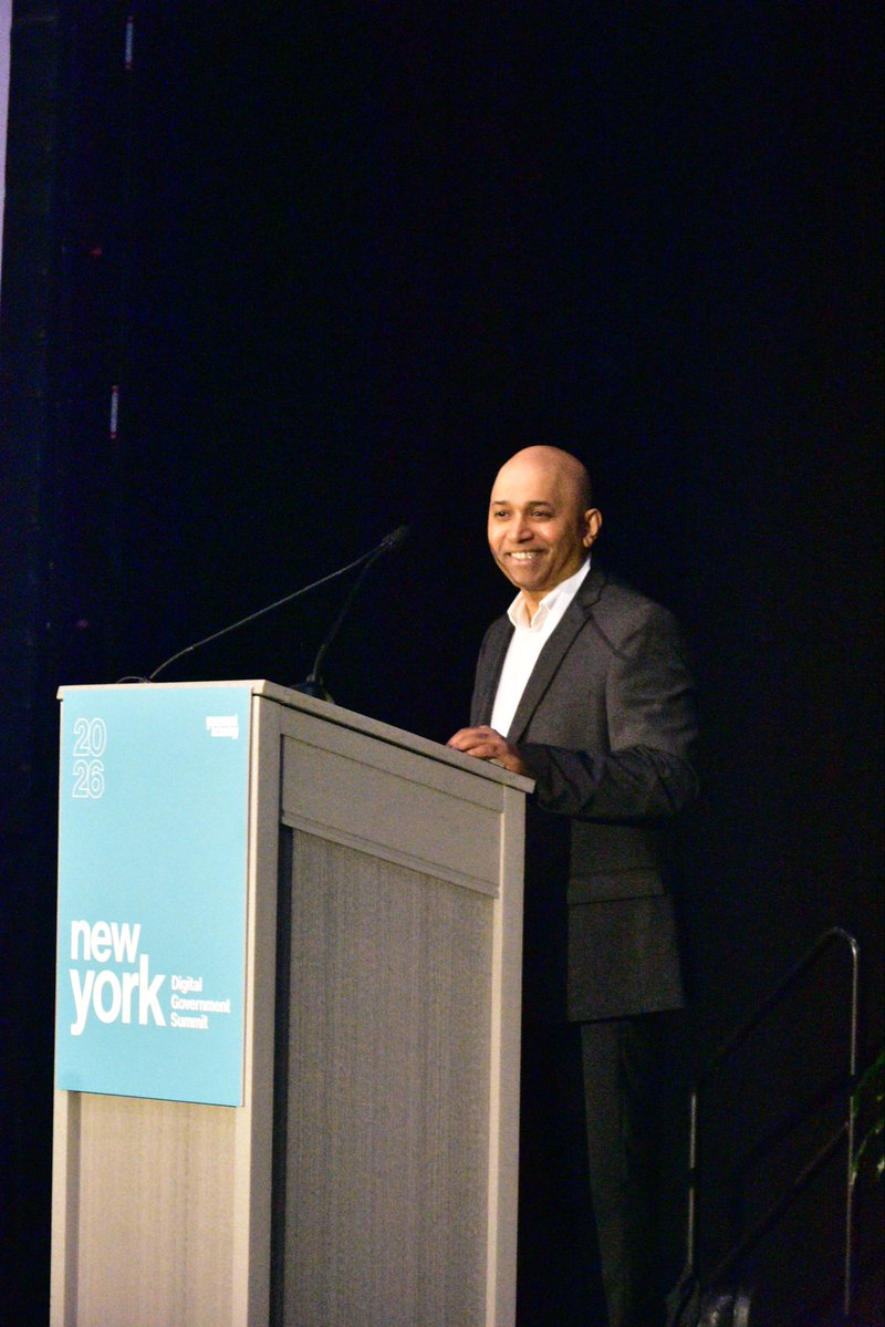 NYSITS's tweet photo. Jenson Jacob encouraged attendees to view every challenge as an opportunity in his first public remarks since being appointed Acting Chief Information Officer at the Government Technology New York Digital Government Summit today in Albany. https://t.co/dKc6DLGXQu