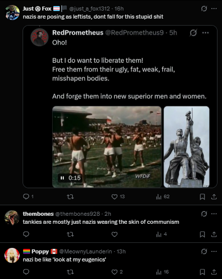 RedPrometheus9's tweet photo. The anarchists are mad I as a socialist advocate for stronger, fitter bodies, you can't make this up.

They did the meme "the more dysgenic the better".

Remember socialist, it is "nazi" to promote fit, strong and healthy proletariat! https://t.co/NPe8uXdEGU