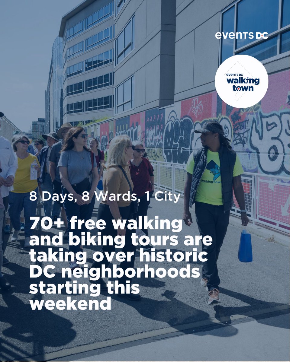 TheEventsDC's tweet photo. Ready to explore DC? 🚶‍♀️

Events DC WalkingTown is back this week! 

Join us for free guided walking tours and discover hidden gems that make the District one of a kind. 🏙️✨

🎟️ Register using link in bio!

#WalkingTownDC #EventsDC https://t.co/29DNvKbJLY
