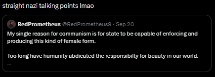 RedPrometheus9's tweet photo. The anarchists are mad I as a socialist advocate for stronger, fitter bodies, you can't make this up.

They did the meme "the more dysgenic the better".

Remember socialist, it is "nazi" to promote fit, strong and healthy proletariat! https://t.co/NPe8uXdEGU
