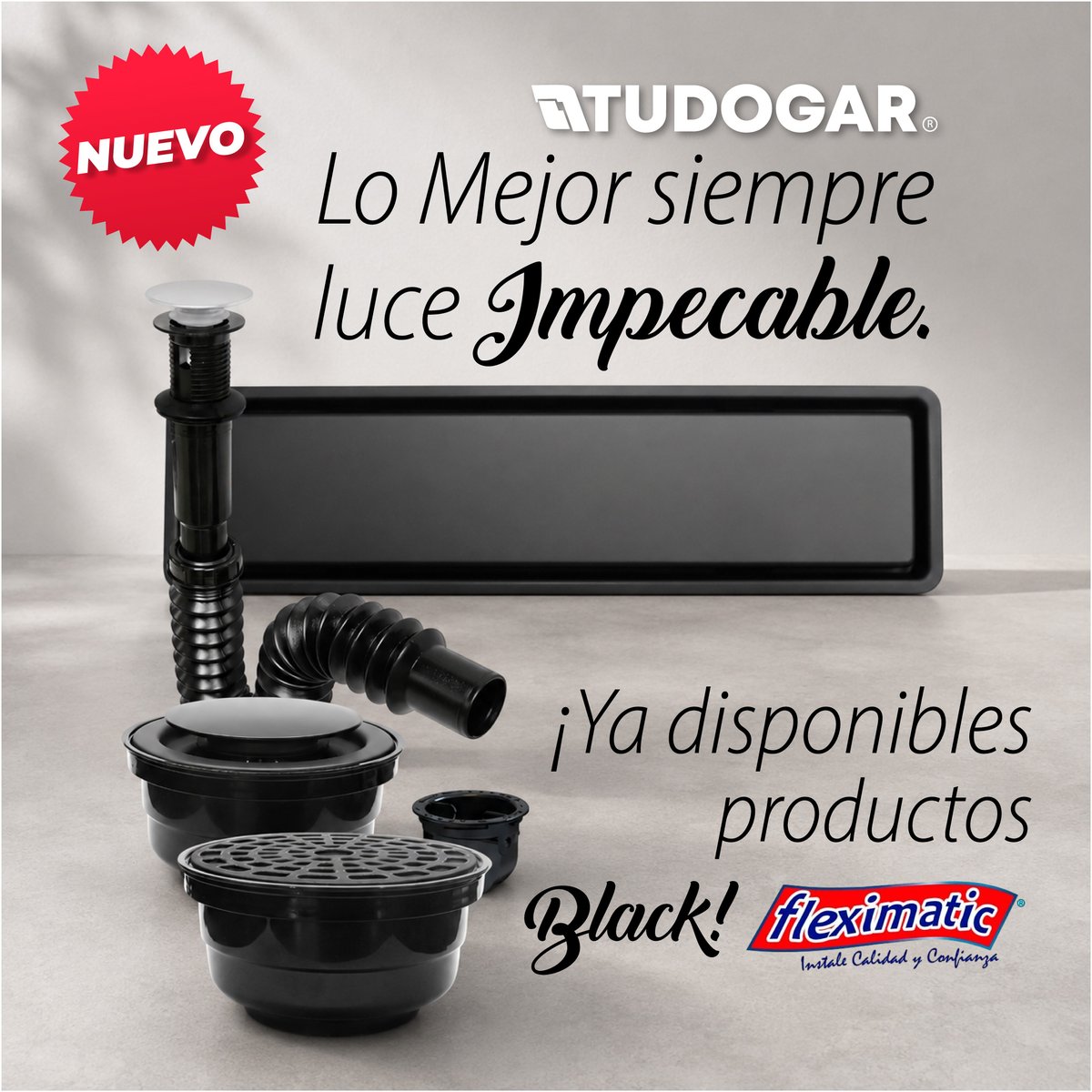 Tudogar's tweet photo. ¡Dale a tu baño un toque de elegancia, modernidad y máxima protección con la nueva línea Black! de Fleximatic , ya disponible en Tudogar.

Olvídate de los malos olores, insectos y problemas de plomería sin sacrificar el diseño.  #Tudogar #fleximatic #tuberia #wc #hogar #negro https://t.co/eGWf7JkWzU