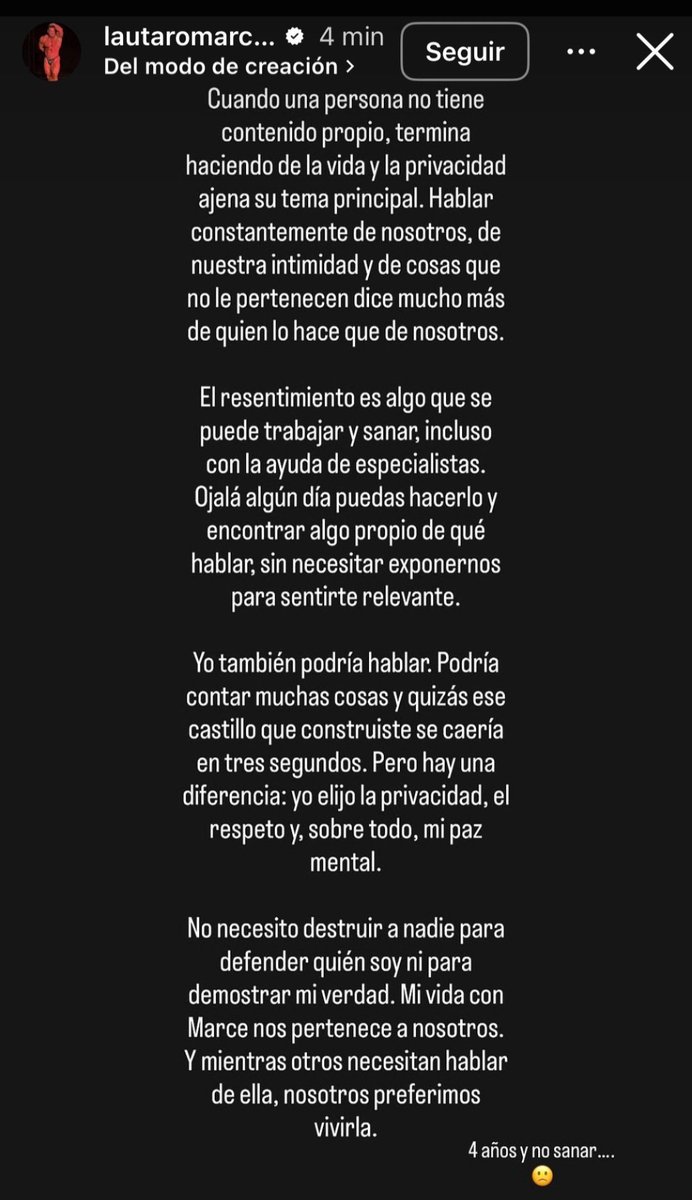 rominaponzio's tweet photo. 💥 LAUTARO MARCHESINI EXPLOTÓ EN SUS REDES Y HABLÓ DE RESENTIMIENTO

"Yo también podría hablar y quizás el castillo que construiste se caería en tres segundos". 

#LautaroMarchesini #MarceloDaCorte #Redes #Estado #Resentimiento https://t.co/dtITiJhMAa